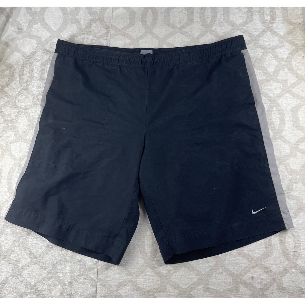 Nike Running Shorts Mens XL Black Grey Mesh Lined Athletic Gym Training Swoosh